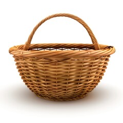 Obraz premium Hand-woven wicker basket with a handle.