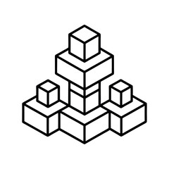Outline of Construction Blocks Vector