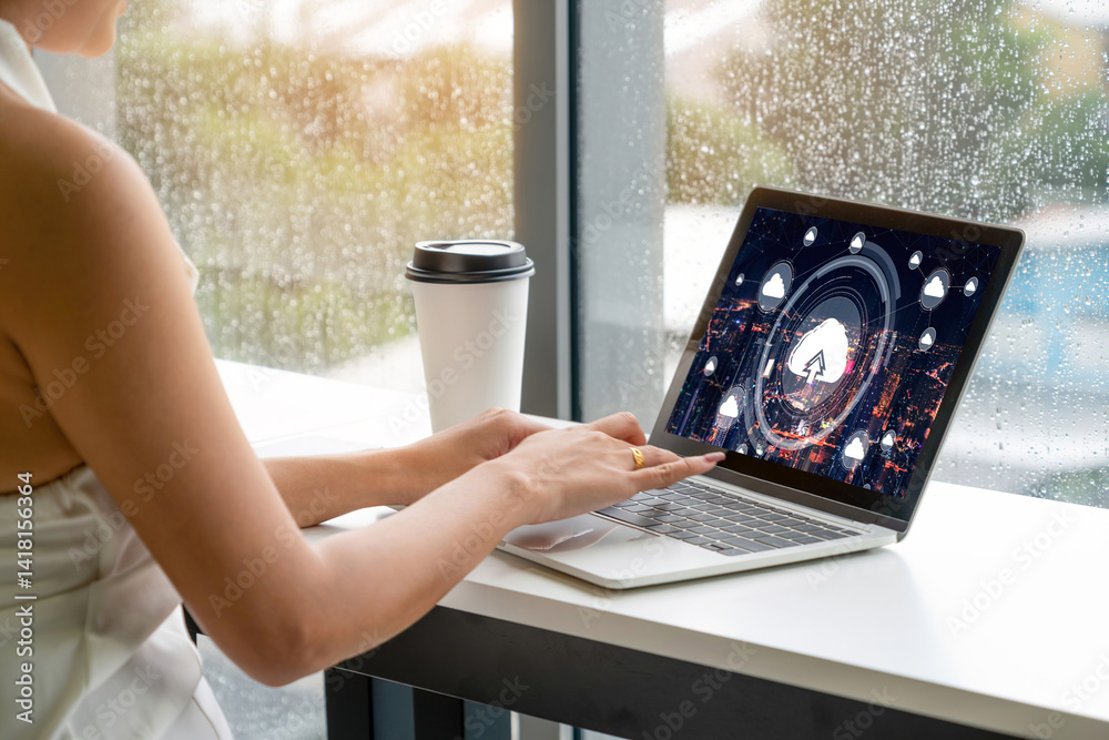 Poster cloud computing software for modish remote work and personal data storage