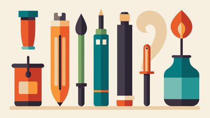 A variety of writing utensils to choose from including traditional pens calligraphy markers and even quills allowing participants to find the right. Vector illustration