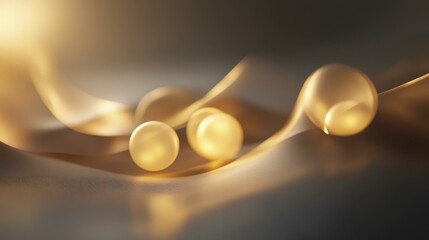 Golden Spheres Soft Flowing Fabric Dark Background