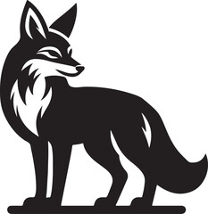 Silhouette vector of a jackal standing alert, perfect for wildlife, safari, and nature-themed graphic designs and illustrations.