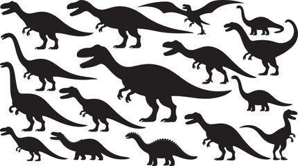 Set of dinosaur silhouettes vector illustration © Chromatic Pulse