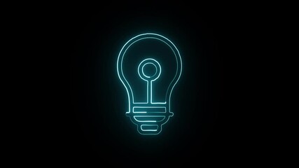 glowing neon bulb free icon isolated, black background, HD motion graphic animation