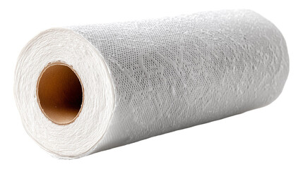 Fototapeta premium Close-up front view of a white tissue roll on a transparent background, ideal for hygiene, household, restroom, healthcare, and personal care design concepts.