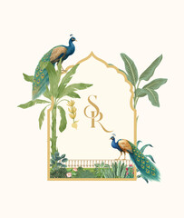 Traditional Mughal Wedding Monogram Design. Pichwai, Mughal, traditional theme Monogram  design for wedding.  © Design 35