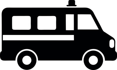Ambulance Vector Silhouette in Black and White