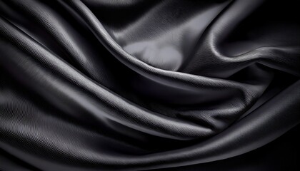 Fototapeta premium Black gray satin dark fabric texture luxurious shiny that is abstract silk cloth background with patterns soft waves blur beautiful