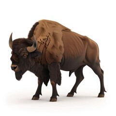 Obraz premium Majestic bison, standing in profile.