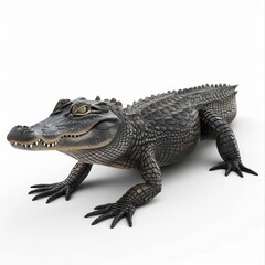 Fototapeta premium Juvenile alligator in a full profile view.