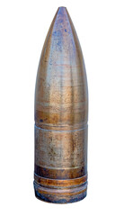 old artillery shell isolated on white