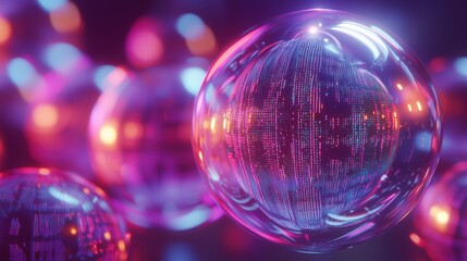Neon Cyberpunk Holographic Network Orbs