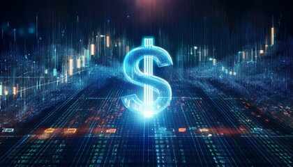 money symbol on blue background
