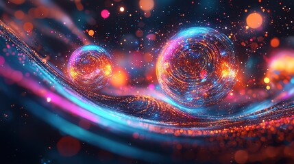 Cyberpunk Digital Particle Flux Spheres