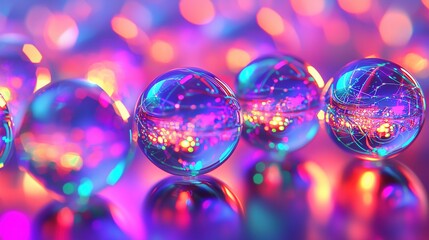 Neon Cyberpunk Holographic Network Orbs