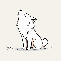 Adorable white Wolf cub hawling