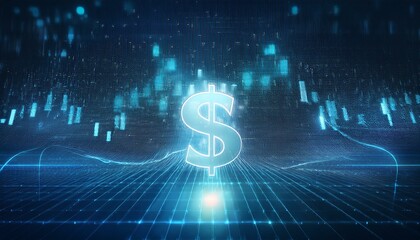 money symbol on blue background