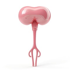 Glossy pink model of a stylized adrenal gland.
