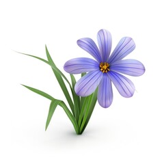 Naklejka premium Isolated, light purple flower with grass.