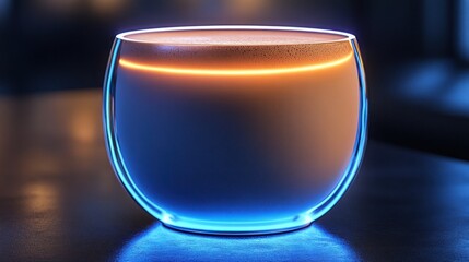 Glowing Latte, Night Cafe, Bokeh Background