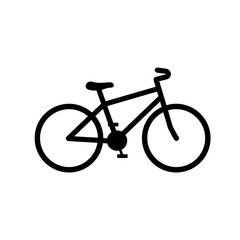 Fototapeta premium Flat Black Bicycle Silhouette Icon Featuring Simple Vector Elements and a Classic Side Profile on White Background