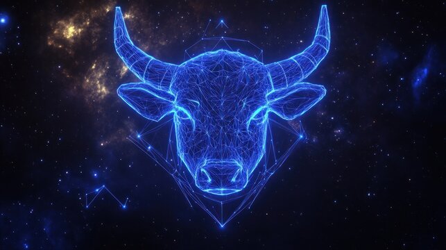 Celestial Bull, cosmic backdrop, astrology art