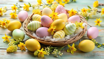 easter eggs and flowers