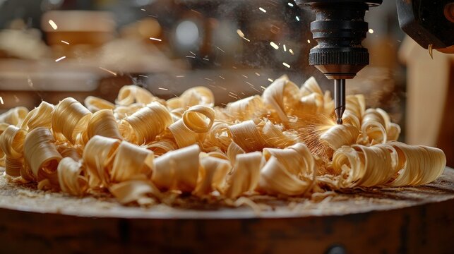 Wood drilling machine creates spiral wood shavings