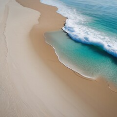 A picturesque beach with soft, white sand, surrounded by azure waters and bathed in sunlight.
