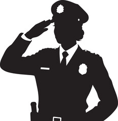 Female Police Officer Silhouette Saluting