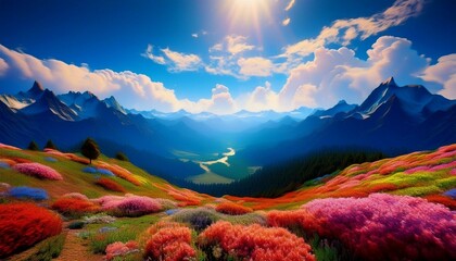 landscape with colorful clouds