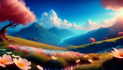 landscape with colorful clouds