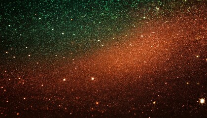 Black dark green orange red brown shiny glitter abstract background with space Twinkling glow stars effect Like outer space night sky universe Rusty rough surface grain
