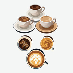 Vector gold coloured coffee cup icon in a black circle illustration Coffee cup vector illustration