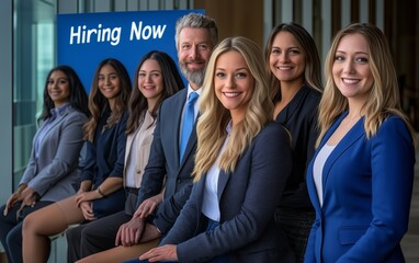 Obraz premium Diverse Team Ready to Hire: Inspiring Professionals Await Opportunities