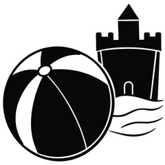 Beach Ball Near Sandcastle