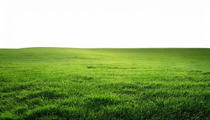 Obraz premium Green grass field isolated on white background