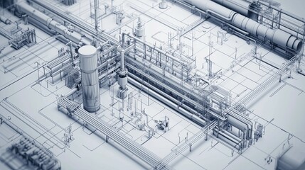 Industrial Plant Engineering Design 3d Model Blueprint