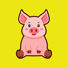 Cute Pig Mascot Vector Character