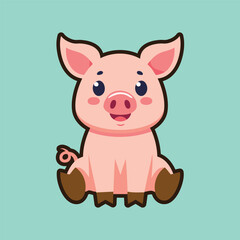 Cute Pig Mascot Vector Character