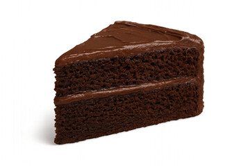 Chocolate Cake Slice Delight: A close-up of a mouthwatering slice of rich, dark chocolate cake, layered with creamy frosting, an irresistible treat that evokes delight and indulgence.