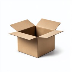 Open cardboard box isolated on white background