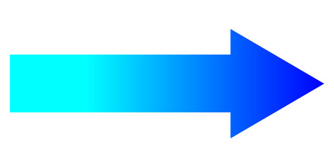 blue arrow icon gradient rightward arrow isolated on white background.