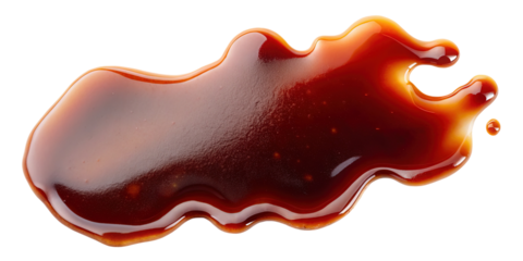 Abstract splash of sweet caramel sauce on a stark transparent background