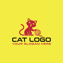 cat pet animal store logo design vector
