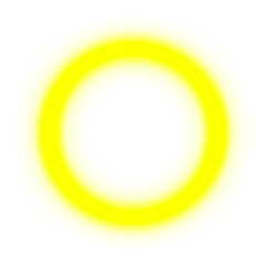 A bright yellow glowing circle with a soft, blurred edge, set against a white background.