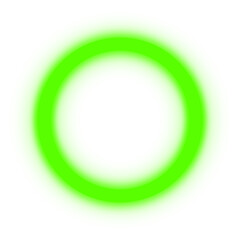 A glowing green circular ring with a soft, blurred edge, set against a white background.