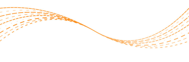 An orange wavy graphic with dashed lines, creating a smooth, flowing design against a white background.