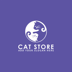 cat pet animal store logo design vector