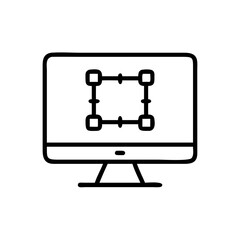 Wireframe Display on Desktop Monitor Icon Design